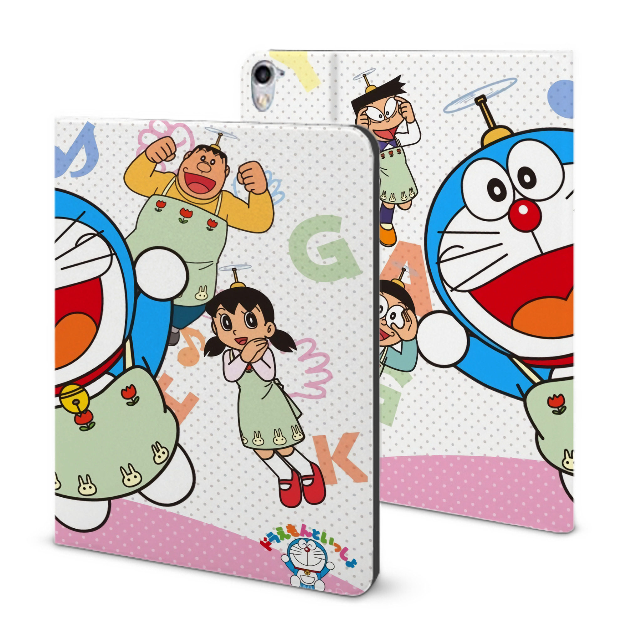 （画像用） ドラえもん Doraemon IPad ケース ブック型 PUレザー TPU 耐衝撃 軽量 薄型 ペン収納なし 全面保護 IPad 各モデル対応